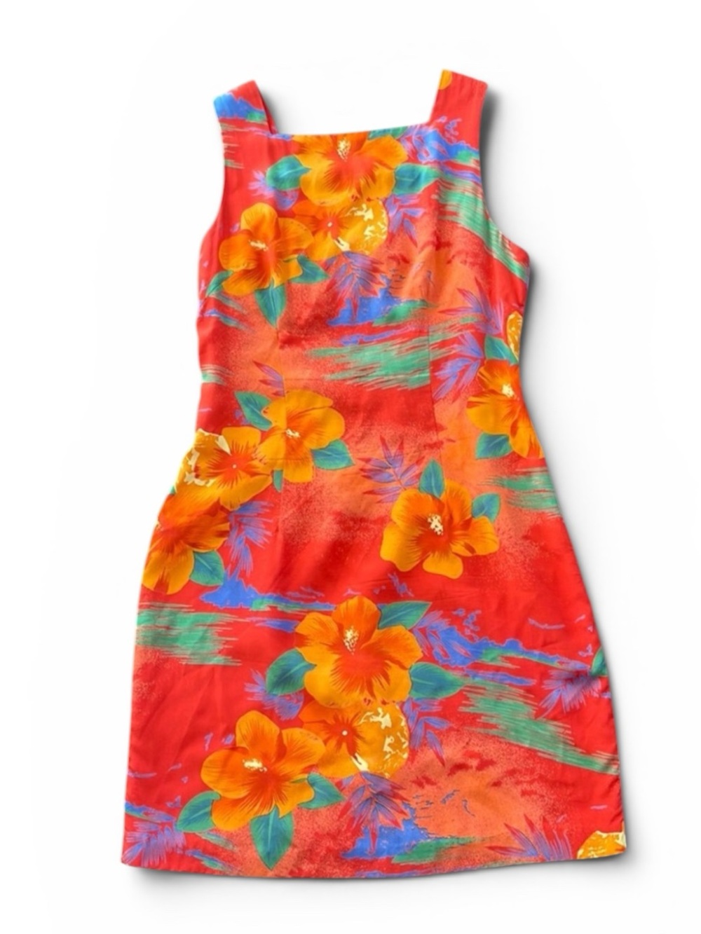 Vintage K.C. Spencer Tropical Sunset Floral Mini Shift Dress Size 10